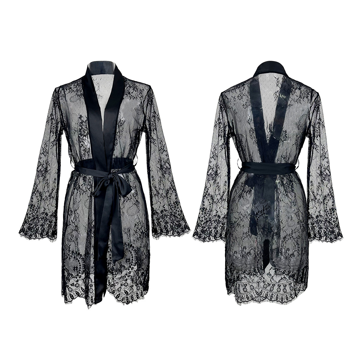 Sexy Mesh Robe For Women Featuring Lace Trim Perfect For Lounging At Home